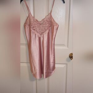 Private Luxuries S Pink Satin Sequin Lace Women's Night Gown
